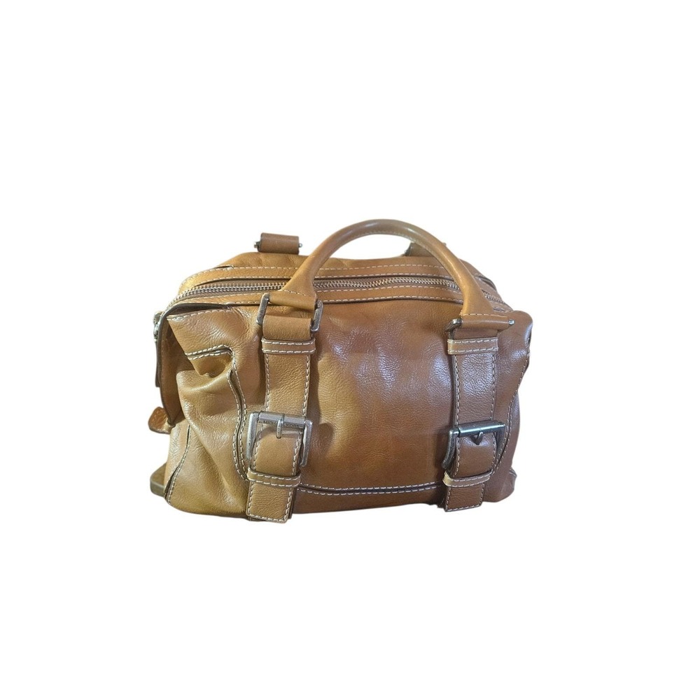 Michael Kors Tan Leather Satchel Handbag Buckle Detail Bowler Bag - Picture 2 of 11
